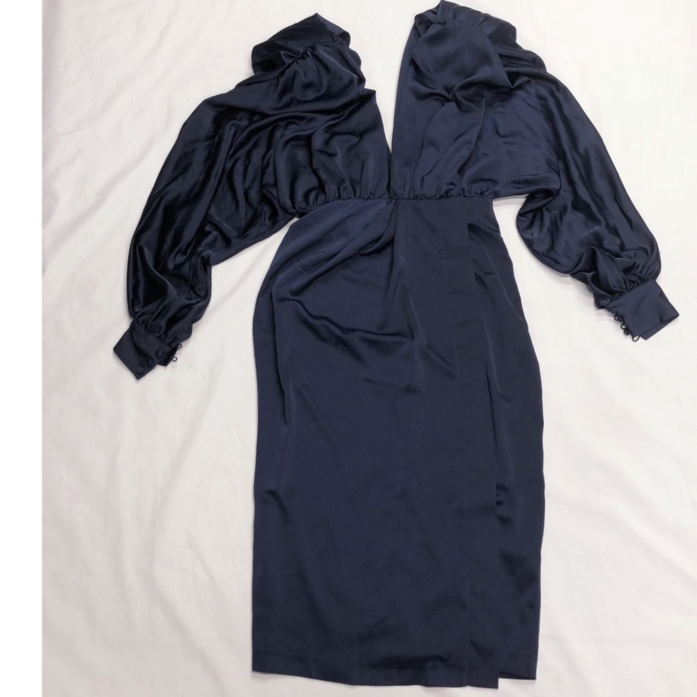 ASOS Shoulder Pad Long Sleeve Midi Selenia Dress - Picture 6 of 8